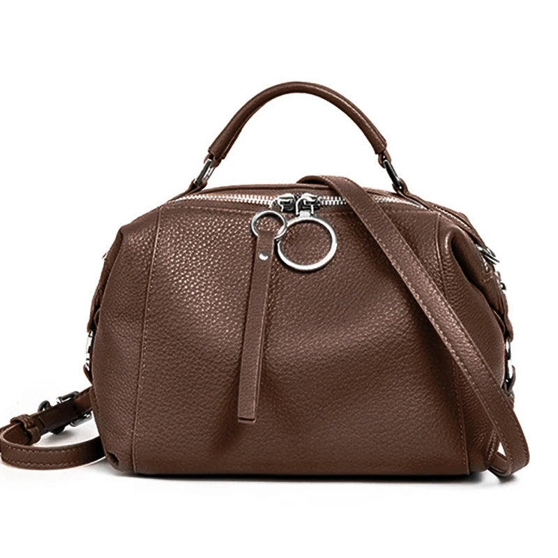 Zency Women's Designers Handbag Genuine Leather Cowhide Crossody Ladies Shoulder Top Handle Satchel 2026 Pillow Bags Shopper