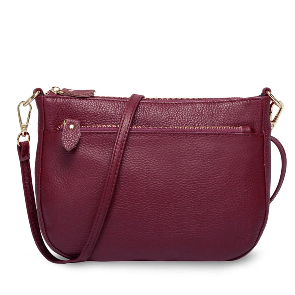 Zency Fashion Women Crossbody Bag 100% Genuine Leather Brown Handbag Small Flap Bags Simple Lady Shoulder Purse Messenger Wallet