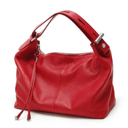 Zency 100% Genuine Leather Women Hobo Bag White Lady Tassel Shoulder Bags Classic Red Handbag Crossbody Purse 2024 Trendy