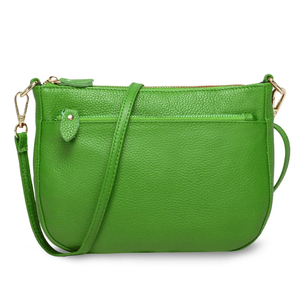 Zency Fashion Women Crossbody Bag 100% Genuine Leather Brown Handbag Small Flap Bags Simple Lady Shoulder Purse Messenger Wallet