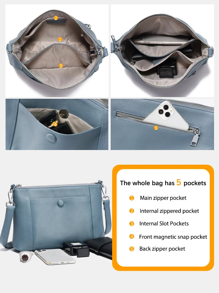 Zency Minimalist Women Purse Spring Shoulder Square Cross Over Bag 100% Genuine Leather Small Phone Bag For Commuters Hot