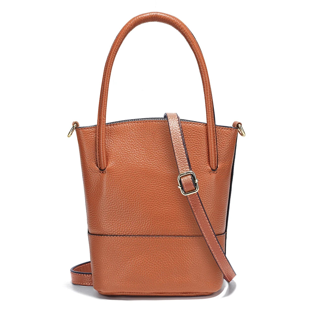 Zency Women Summer Handbag Shoulder Soft Leather Casual Bucket Bags Large Capacity Simple Small Purse For Phone Beige Grey Black