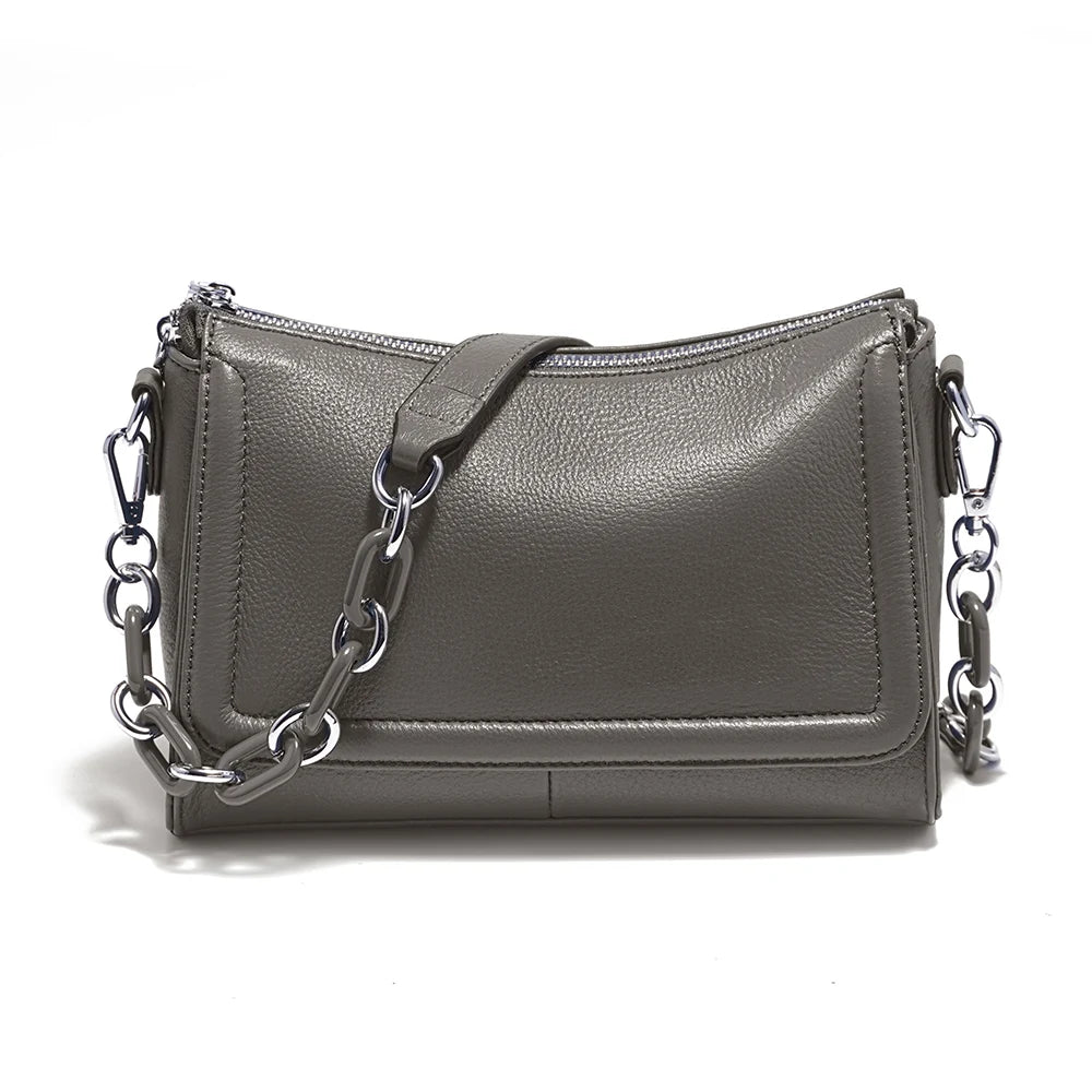 Zency Acrylic Chain Handbag Soft Leather Top-Handle Women's Luxury Small Underarm Crossbody Bag White Fashion Shoulder
