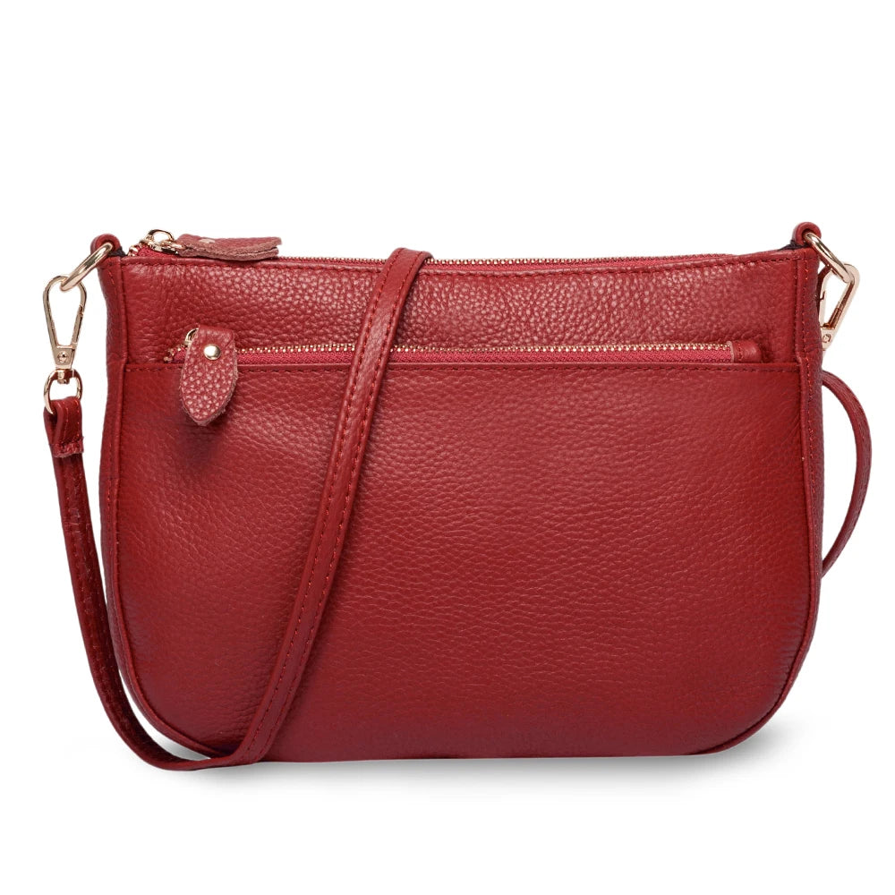 Zency Fashion Women Crossbody Bag 100% Genuine Leather Brown Handbag Small Flap Bags Simple Lady Shoulder Purse Messenger Wallet