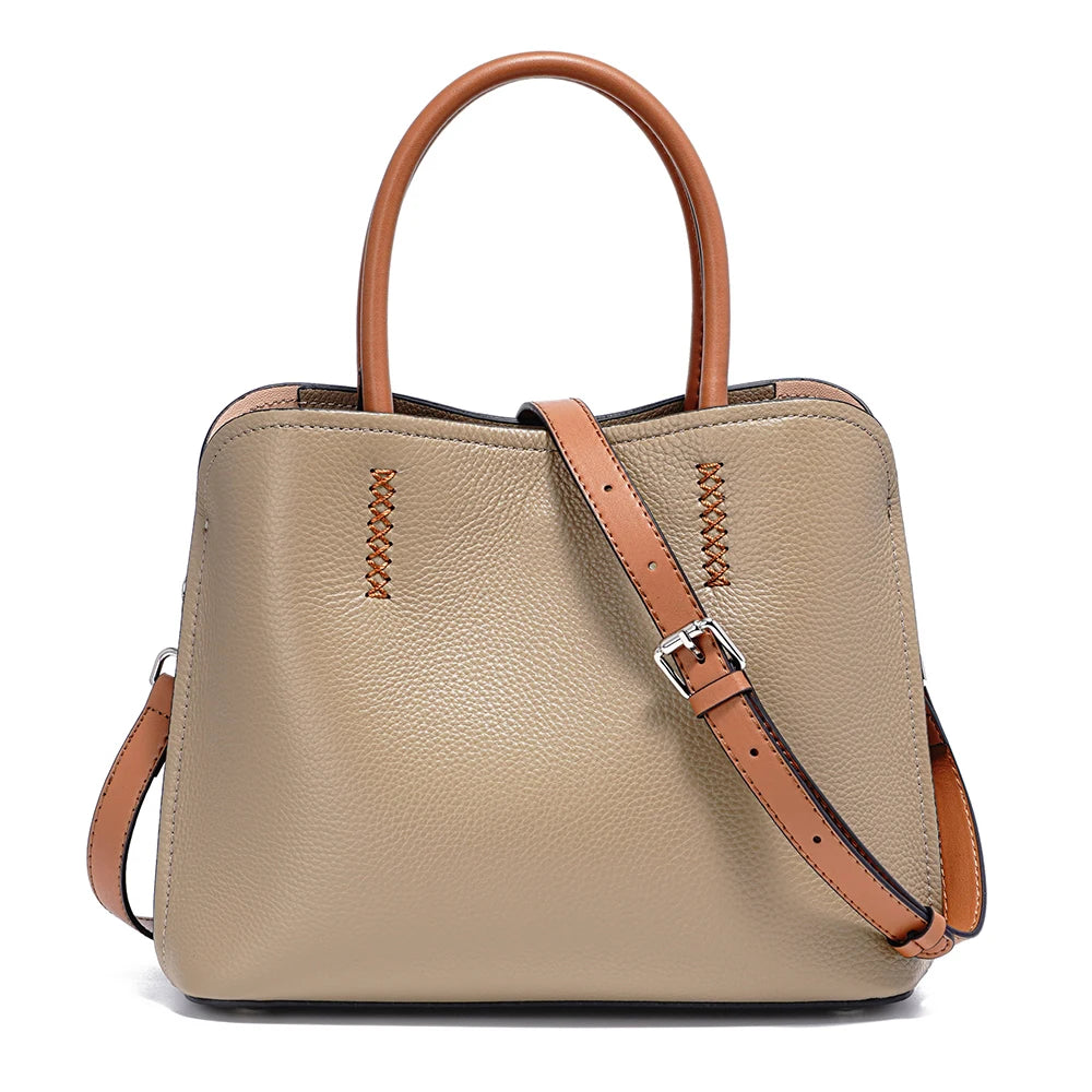 Zency Women's Genuine Leather Shopper Bag Designer Shoulder Bags Luxury Handbag Large Bucket Bag Tote Cross Body Bolso De Mujer