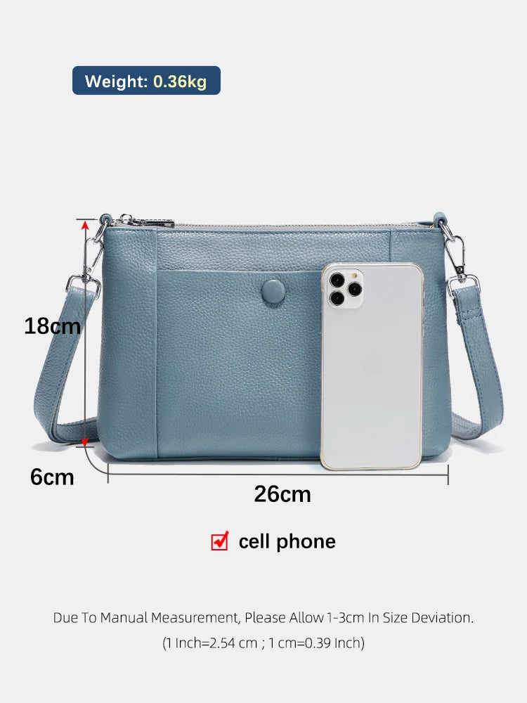 Zency Minimalist Women Purse Spring Shoulder Square Cross Over Bag 100% Genuine Leather Small Phone Bag For Commuters Hot