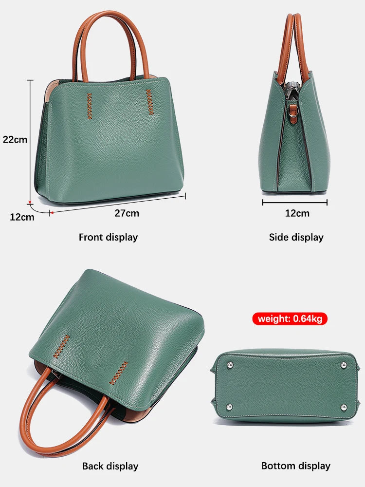 Zency Women's Genuine Leather Shopper Bag Designer Shoulder Bags Luxury Handbag Large Bucket Bag Tote Cross Body Bolso De Mujer
