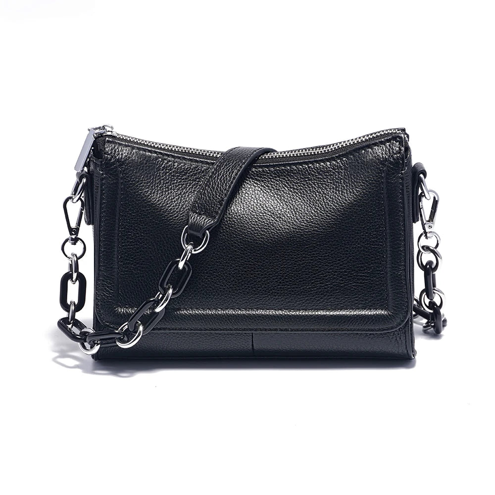 Zency Acrylic Chain Handbag Soft Leather Top-Handle Women's Luxury Small Underarm Crossbody Bag White Fashion Shoulder