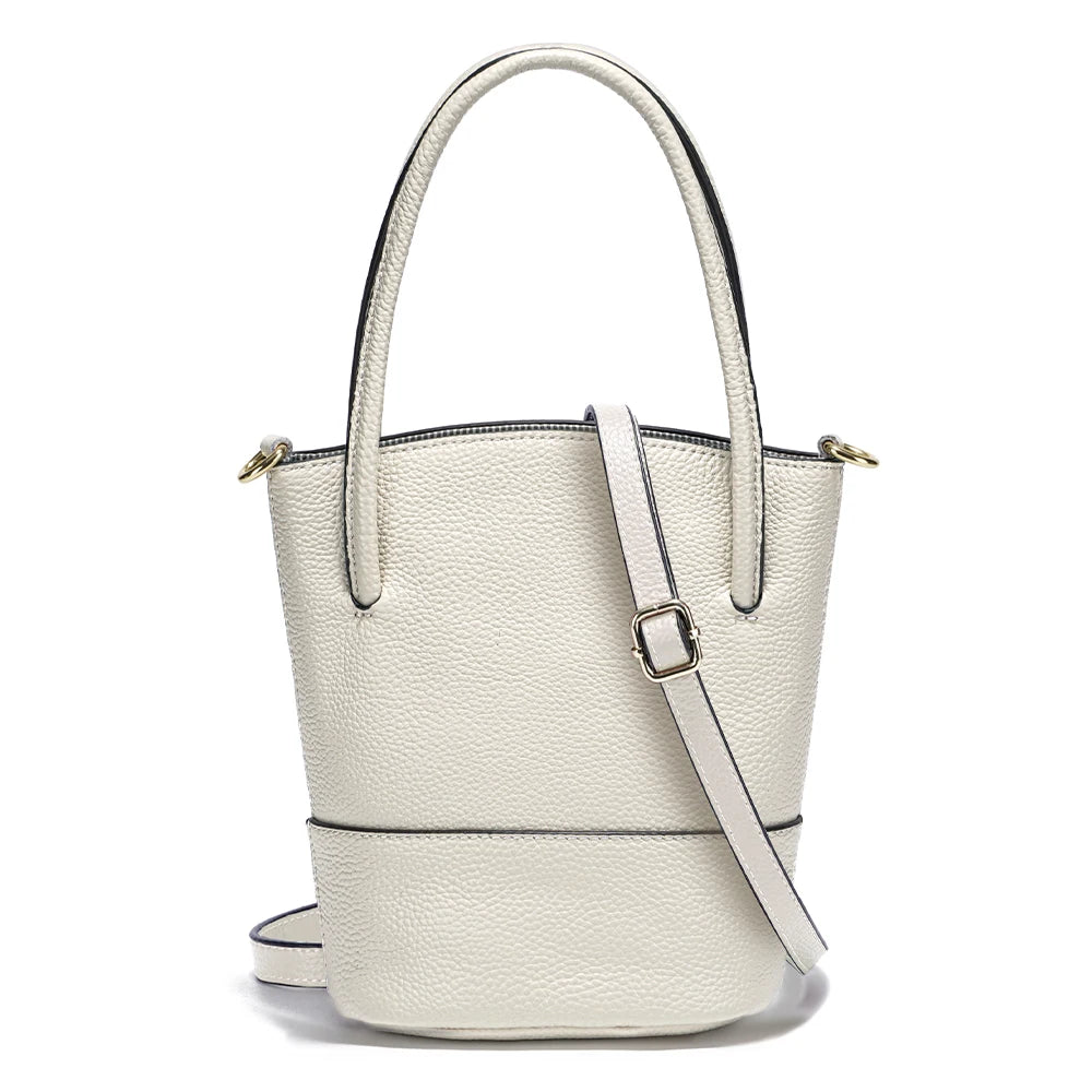 Zency Women Summer Handbag Shoulder Soft Leather Casual Bucket Bags Large Capacity Simple Small Purse For Phone Beige Grey Black