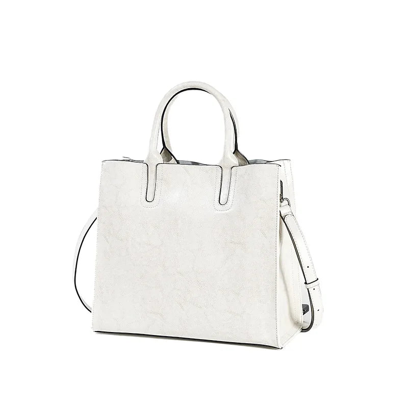 Women's Shoulder Bag Large Capacity Leather Shopper Handbag New Oil Wax Retro Satchels Crossbody For Office Ladies Commute Zency