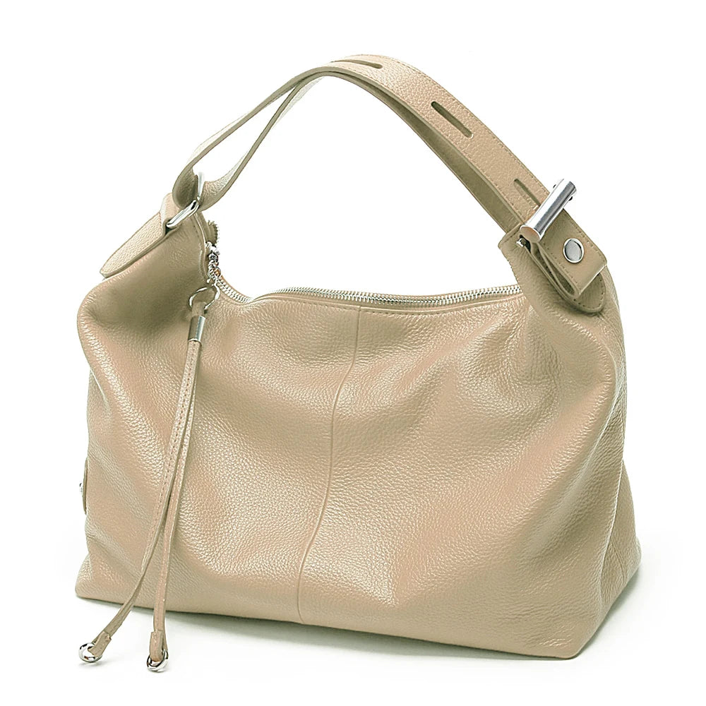 Zency 100% Genuine Leather Women Hobo Bag White Lady Tassel Shoulder Bags Classic Red Handbag Crossbody Purse 2024 Trendy