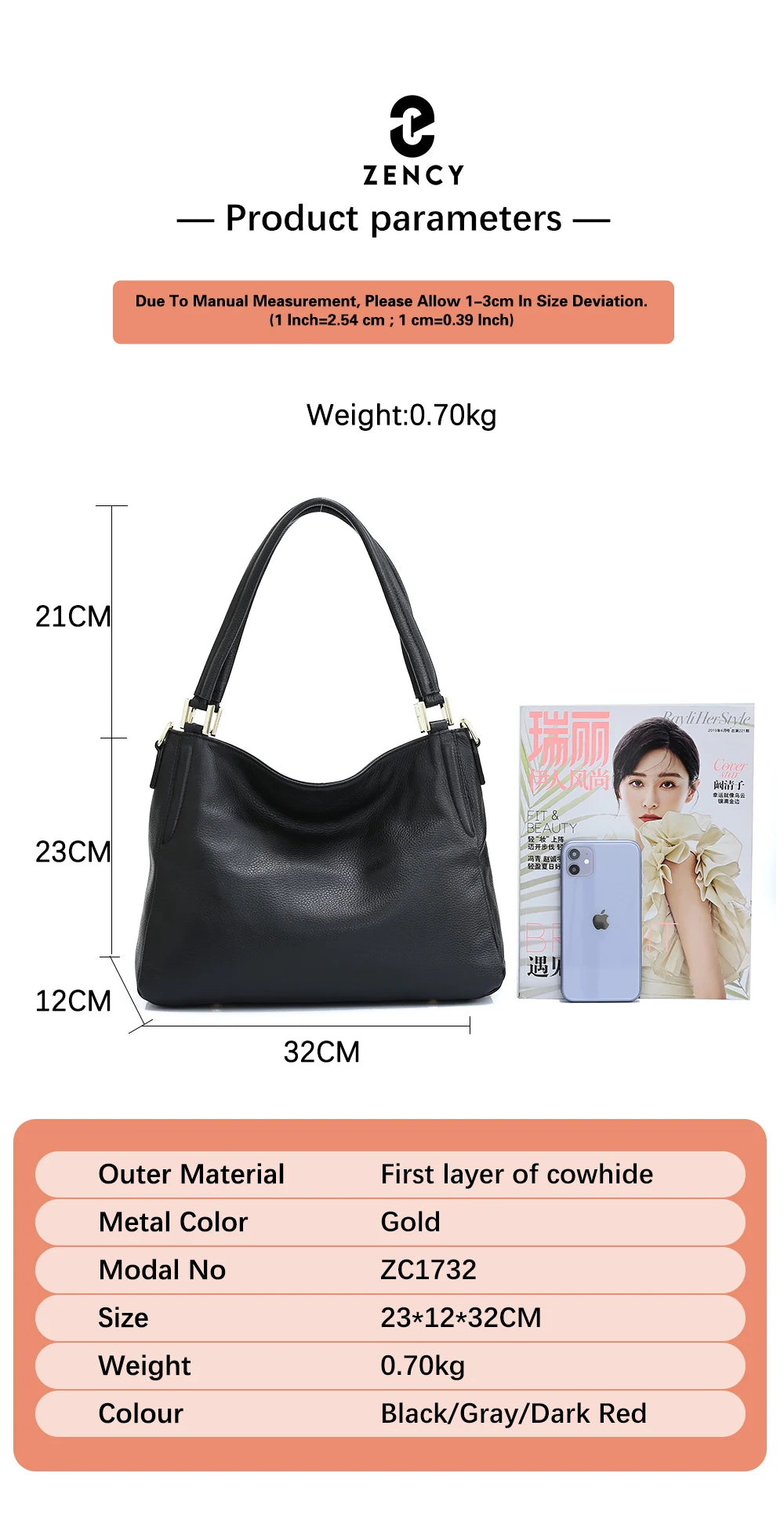 Bolsa Feminina Tote Chiara Cinza