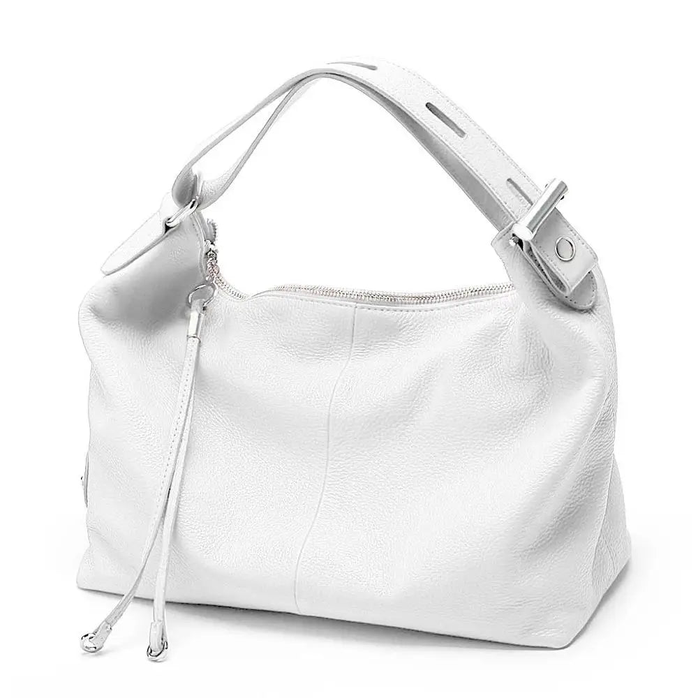 Zency 100% Genuine Leather Women Hobo Bag White Lady Tassel Shoulder Bags Classic Red Handbag Crossbody Purse 2024 Trendy