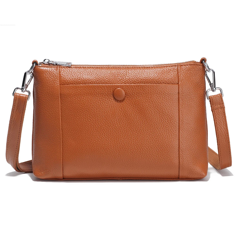 Zency Minimalist Women Purse Spring Shoulder Square Cross Over Bag 100% Genuine Leather Small Phone Bag For Commuters Hot