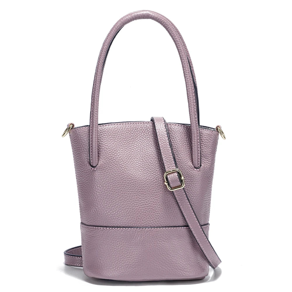 Zency Women Summer Handbag Shoulder Soft Leather Casual Bucket Bags Large Capacity Simple Small Purse For Phone Beige Grey Black