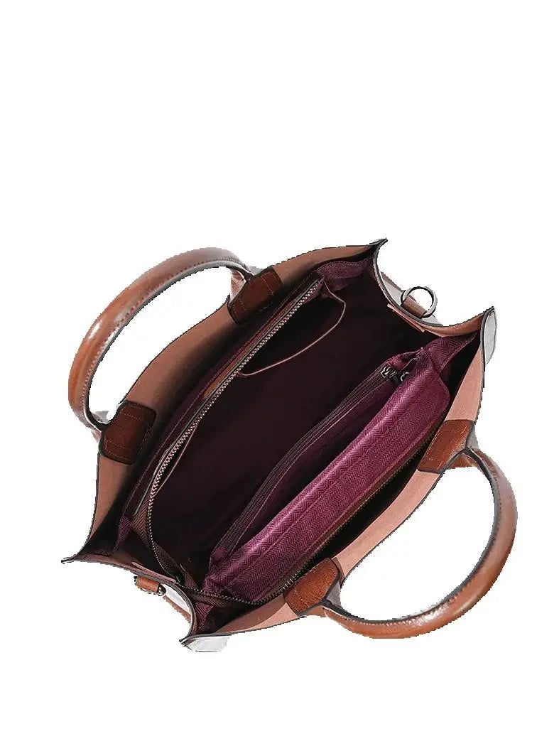 Women's Shoulder Bag Large Capacity Leather Shopper Handbag New Oil Wax Retro Satchels Crossbody For Office Ladies Commute Zency
