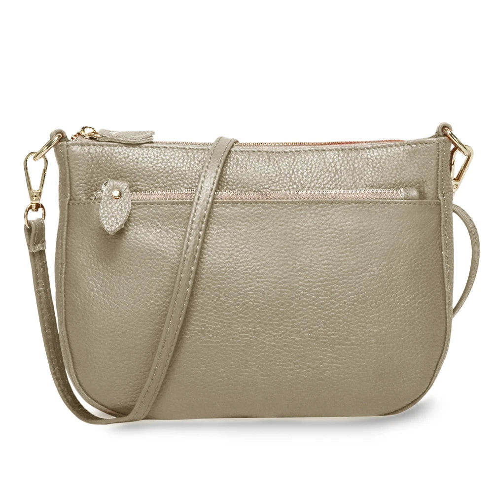 Zency Fashion Women Crossbody Bag 100% Genuine Leather Brown Handbag Small Flap Bags Simple Lady Shoulder Purse Messenger Wallet