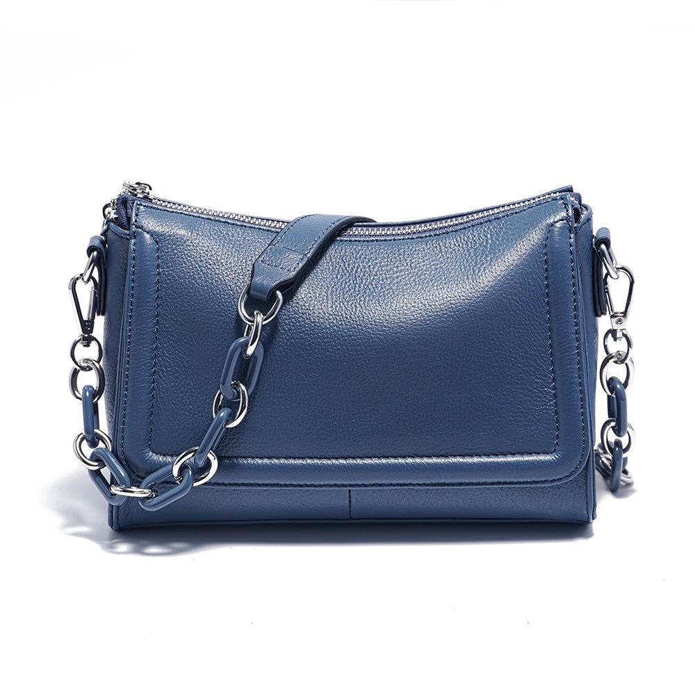 Zency Acrylic Chain Handbag Soft Leather Top-Handle Women's Luxury Small Underarm Crossbody Bag White Fashion Shoulder