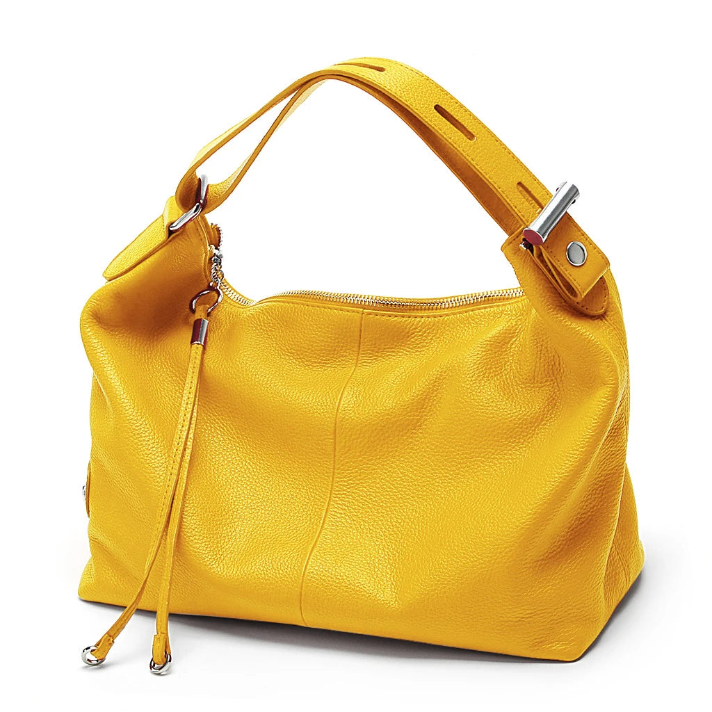 Zency 100% Genuine Leather Women Hobo Bag White Lady Tassel Shoulder Bags Classic Red Handbag Crossbody Purse 2024 Trendy