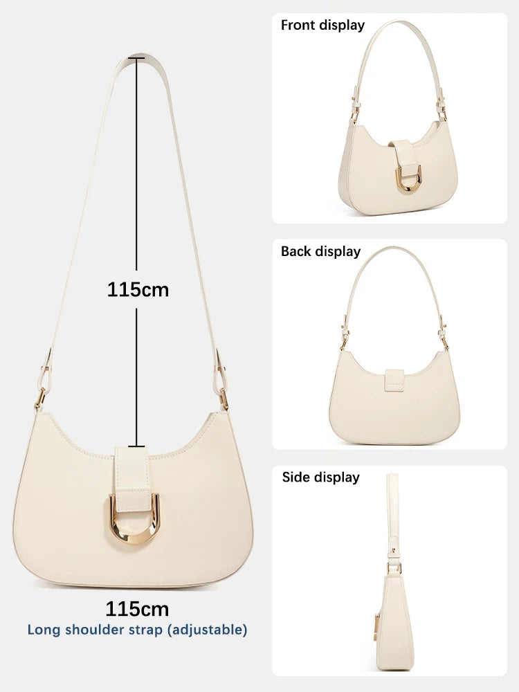 Zency Women's Brown Leather Shoulder Bag Luxury Designer Handbag Fashion Ladies Top Handle Crossbody Bag for Dating Shopper