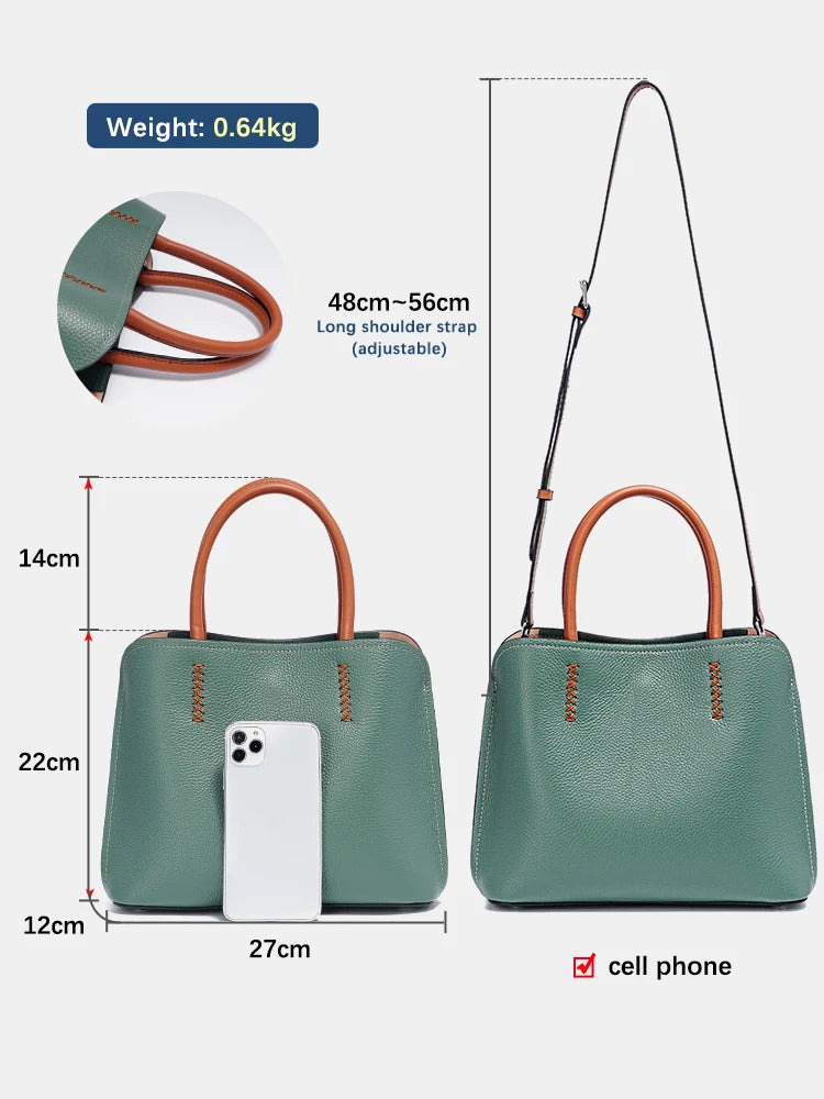 Zency Women's Genuine Leather Shopper Bag Designer Shoulder Bags Luxury Handbag Large Bucket Bag Tote Cross Body Bolso De Mujer