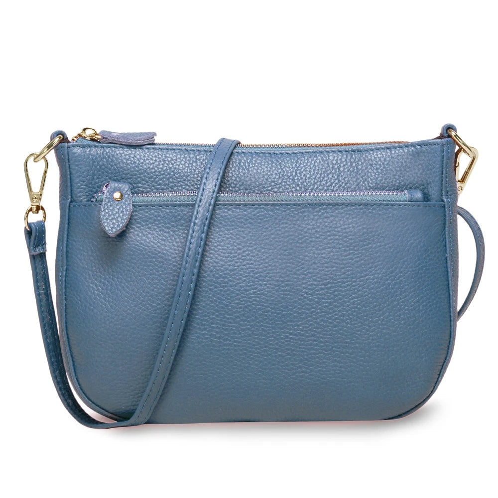 Zency Fashion Women Crossbody Bag 100% Genuine Leather Brown Handbag Small Flap Bags Simple Lady Shoulder Purse Messenger Wallet