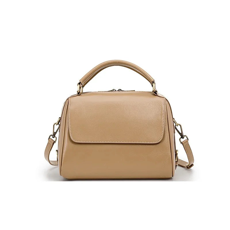 Zency Genuine Leather Women's Handbag Casual Work Tote Bag Designer Crossbody Satchel Wide Strap Large Capacity Shoulder Bag Sac