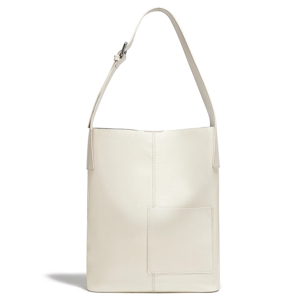 Zency Genuine Leather Women's Tote Handbag Large Shoulder Bag with Front Pocket Designer Shopping Bag for Phone iPad Underarm