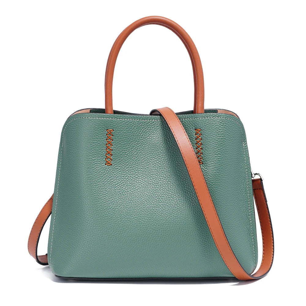 Zency Women's Genuine Leather Shopper Bag Designer Shoulder Bags Luxury Handbag Large Bucket Bag Tote Cross Body Bolso De Mujer