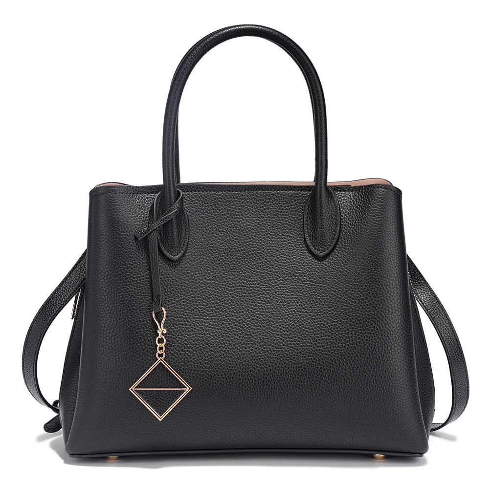 Zency Women's Genuine Leather Satchel Handbag Large Shopper Designer Shoulder Bag Large Cross-body Top Handle Multipockets