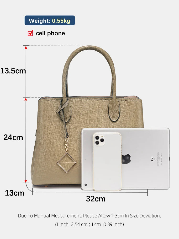 Zency Women's Genuine Leather Satchel Handbag Large Shopper Designer Shoulder Bag Large Cross-body Top Handle Multipockets