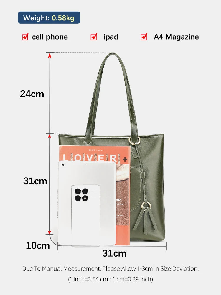 Zency 100% Genuine Leather Handbag Large Capacity Women Shoulder Bag Retro Tote Purse High Quality Shopper Bags Chocolate Grey