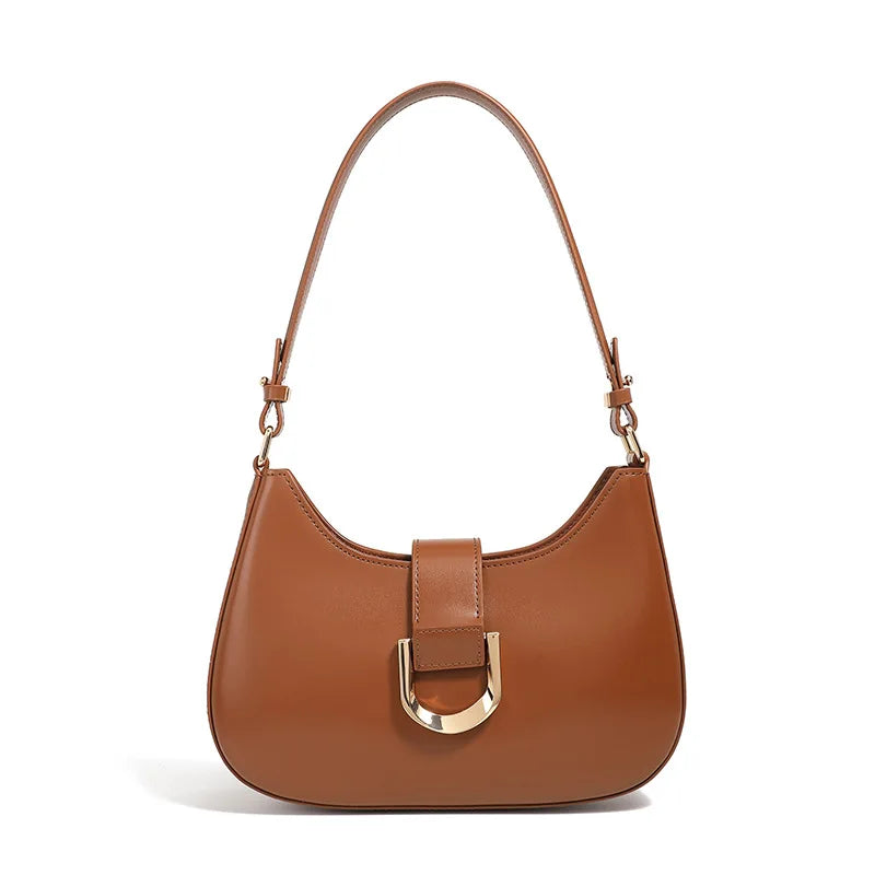 Zency Women's Brown Leather Shoulder Bag Luxury Designer Handbag Fashion Ladies Top Handle Crossbody Bag for Dating Shopper