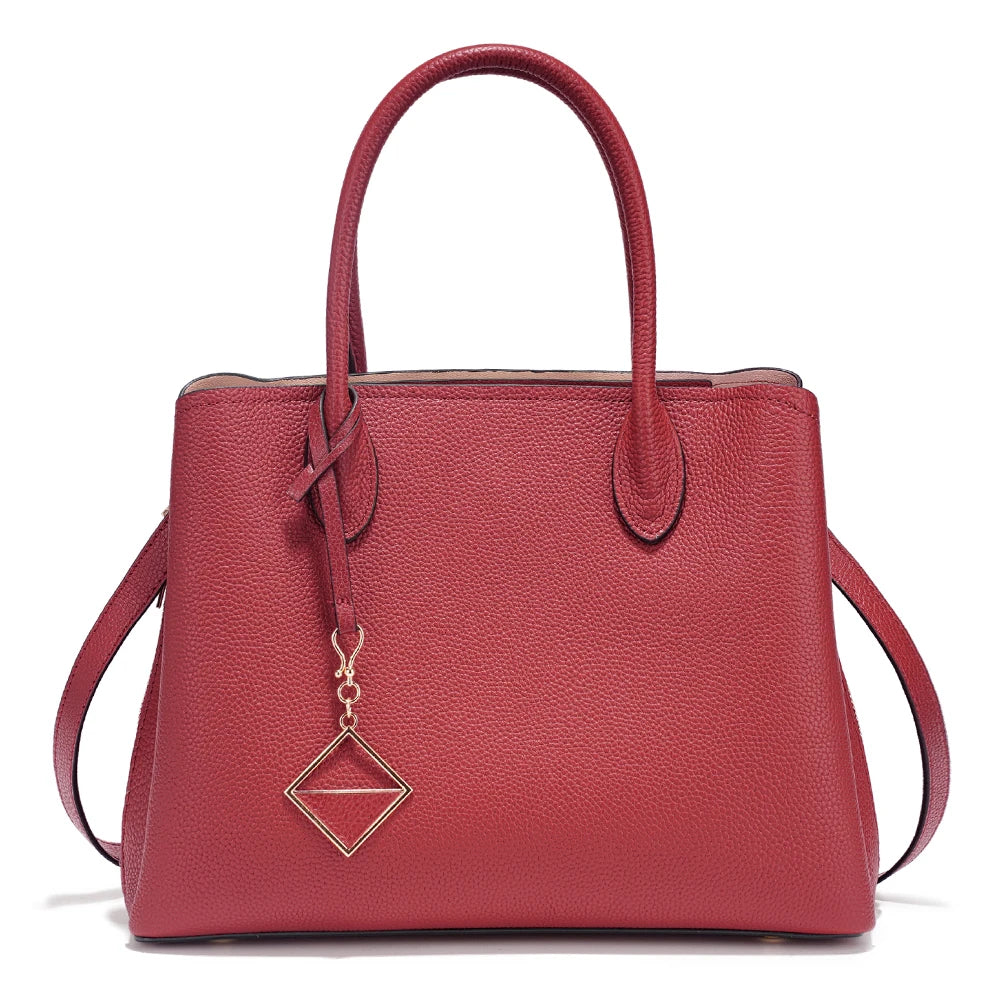 Zency Women's Genuine Leather Satchel Handbag Large Shopper Designer Shoulder Bag Large Cross-body Top Handle Multipockets