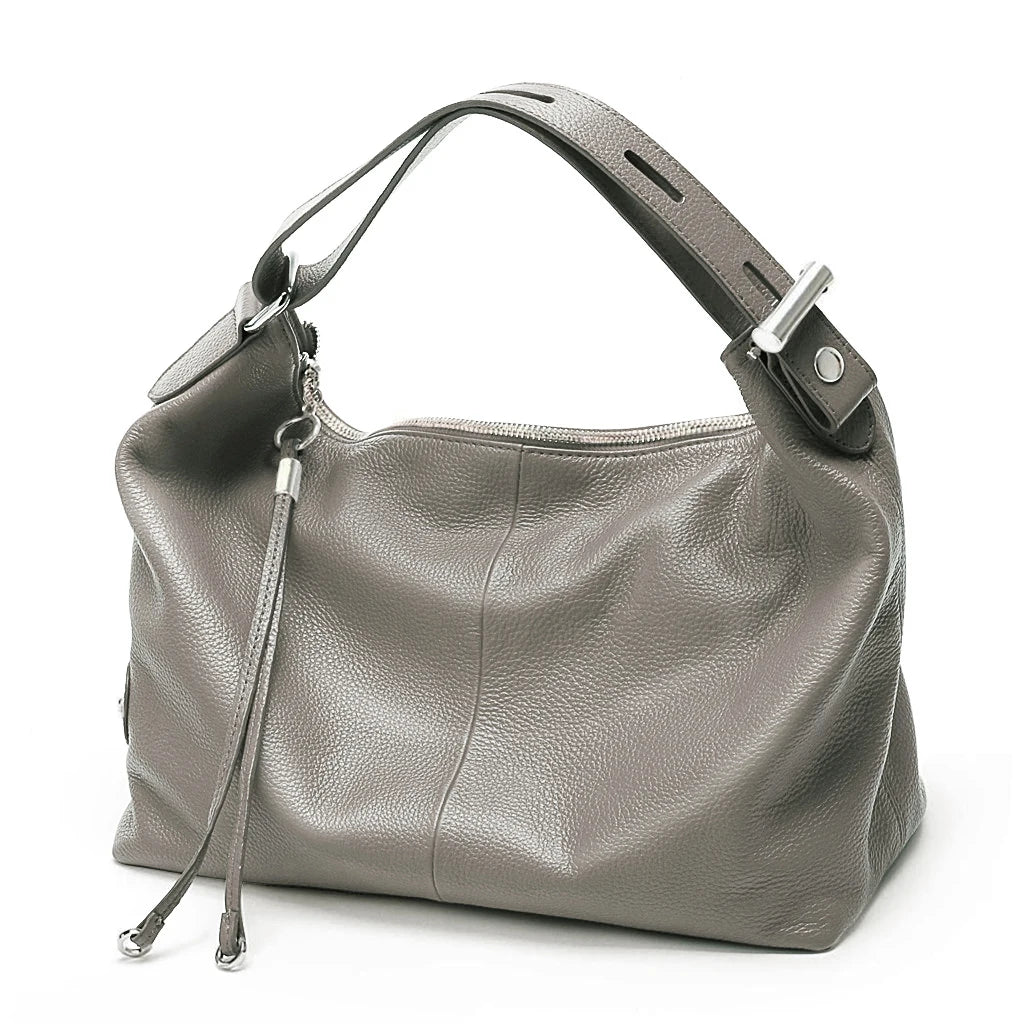 Zency 100% Genuine Leather Women Hobo Bag White Lady Tassel Shoulder Bags Classic Red Handbag Crossbody Purse 2024 Trendy