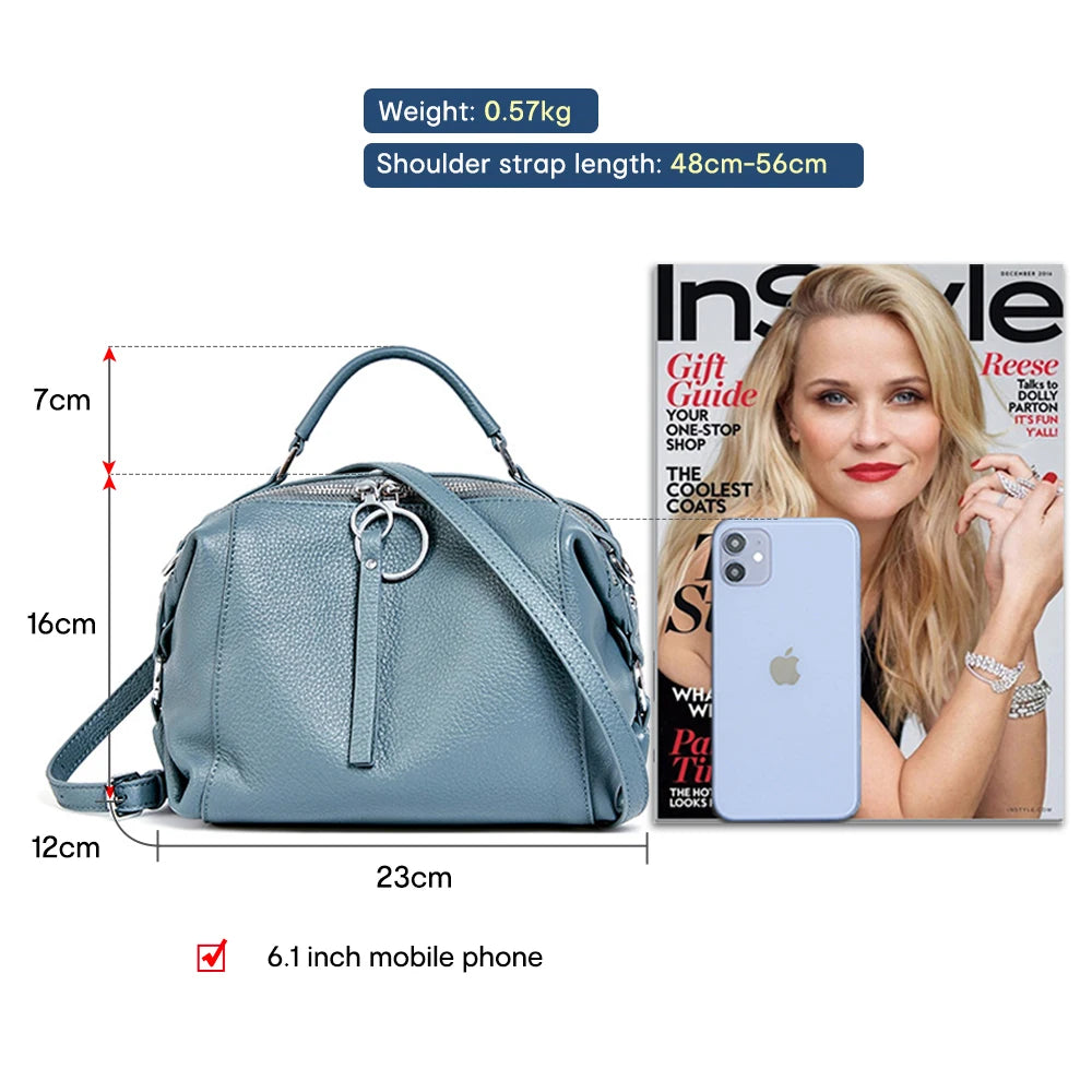 Zency Women's Designers Handbag Genuine Leather Cowhide Crossody Ladies Shoulder Top Handle Satchel 2026 Pillow Bags Shopper