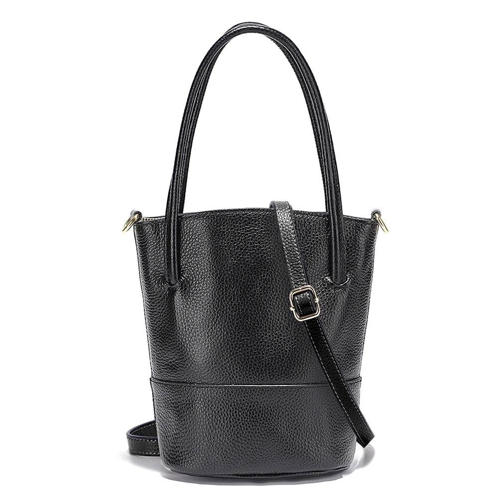 Zency Women Summer Handbag Shoulder Soft Leather Casual Bucket Bags Large Capacity Simple Small Purse For Phone Beige Grey Black