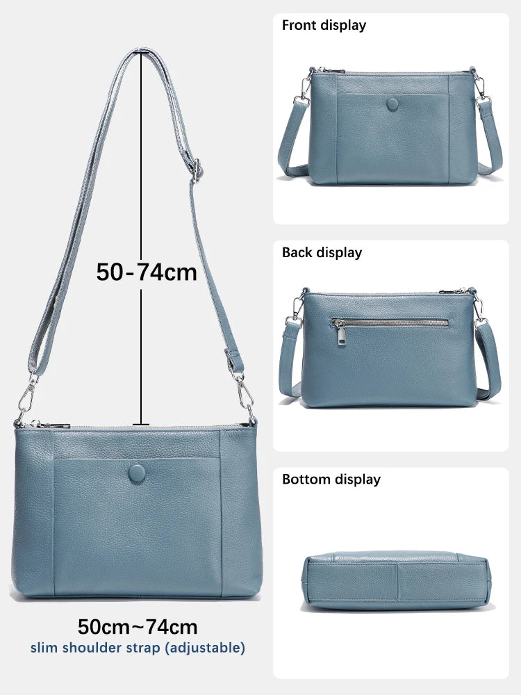 Zency Minimalist Women Purse Spring Shoulder Square Cross Over Bag 100% Genuine Leather Small Phone Bag For Commuters Hot