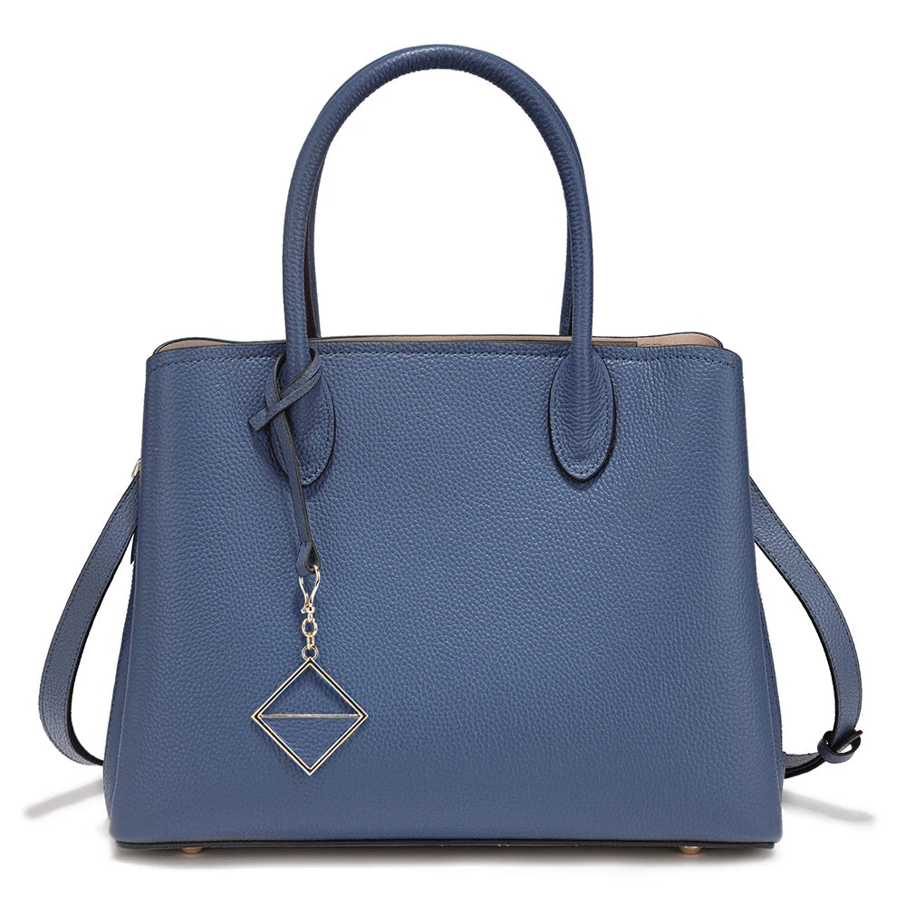 Zency Women's Genuine Leather Satchel Handbag Large Shopper Designer Shoulder Bag Large Cross-body Top Handle Multipockets