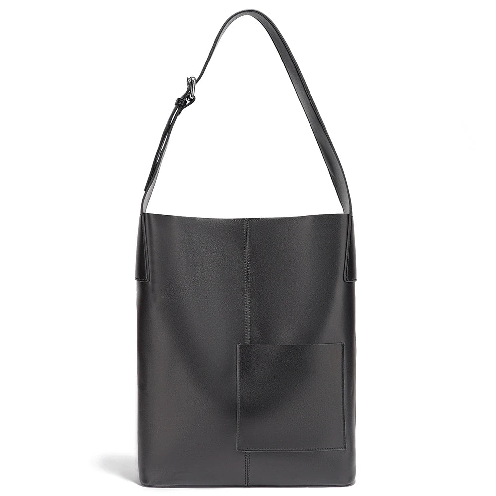 Zency Genuine Leather Women's Tote Handbag Large Shoulder Bag with Front Pocket Designer Shopping Bag for Phone iPad Underarm