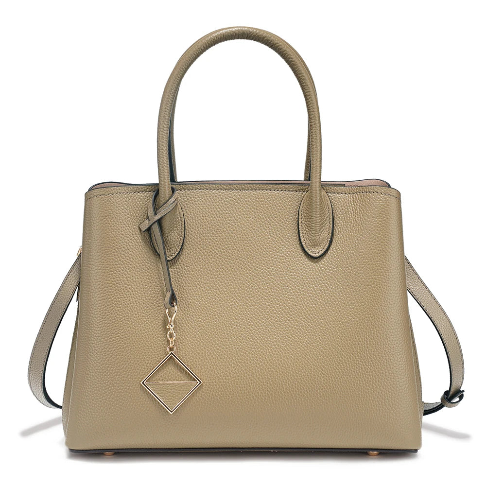 Zency Women's Genuine Leather Satchel Handbag Large Shopper Designer Shoulder Bag Large Cross-body Top Handle Multipockets