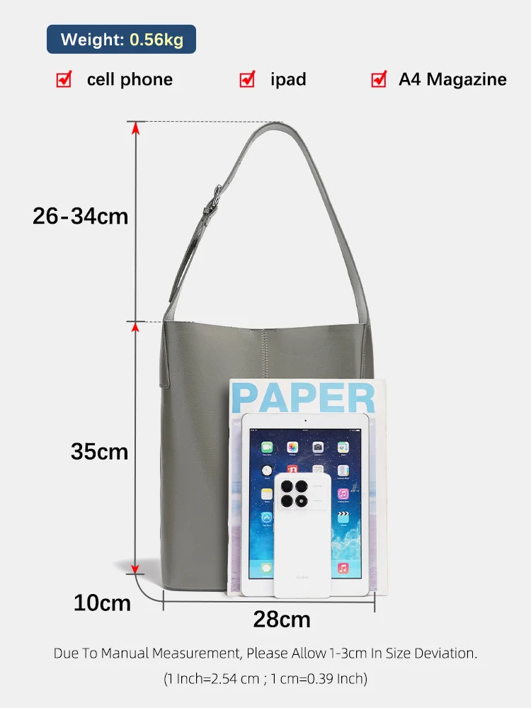 Zency Genuine Leather Women's Tote Handbag Large Shoulder Bag with Front Pocket Designer Shopping Bag for Phone iPad Underarm