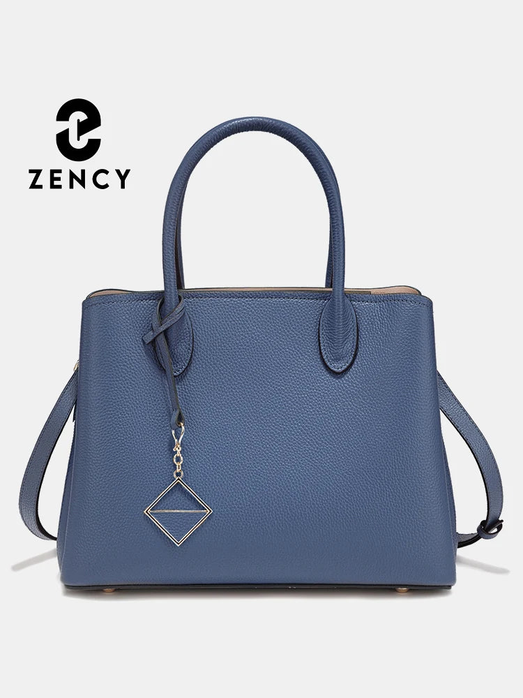 Zency Women's Genuine Leather Satchel Handbag Large Shopper Designer Shoulder Bag Large Cross-body Top Handle Multipockets