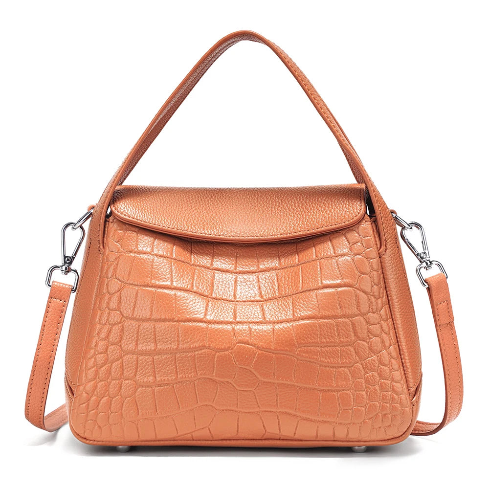 Zency 2025 Woman Bag Genuine Leather Shoulder Designer Bag Cross Body Bag Roomy Flap Box Bag Fashion Grey Stone Pattern Handbag